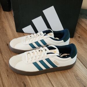 Adidas VL Court 3.0 Men's Basketball Leather White & Green Sneakers Sz 10 JR8635